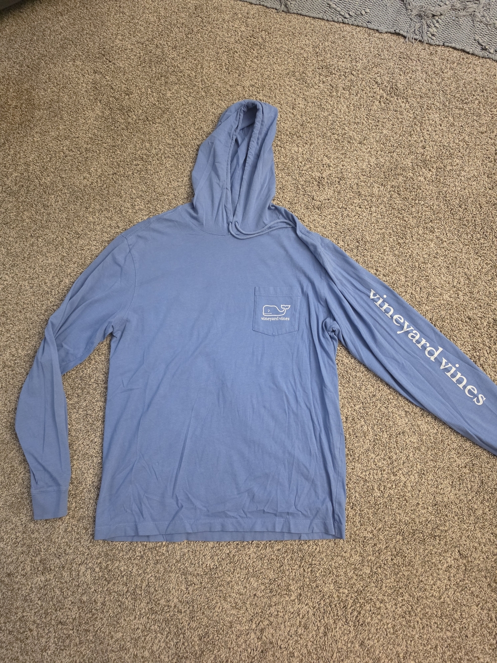 Vineyard Vines Blue Hooded Long Sleeve Pocket Tee